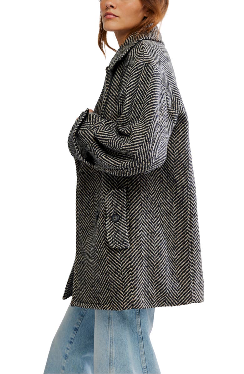 Free People Ari Herringbone Peacoat, Alternate, color, Black
