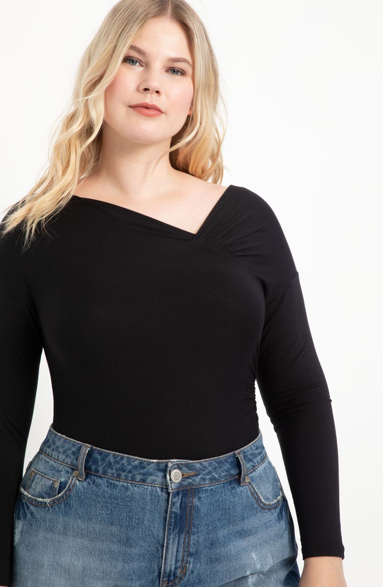 ELOQUII Off the Shoulder Bodysuit, Alternate, color, 