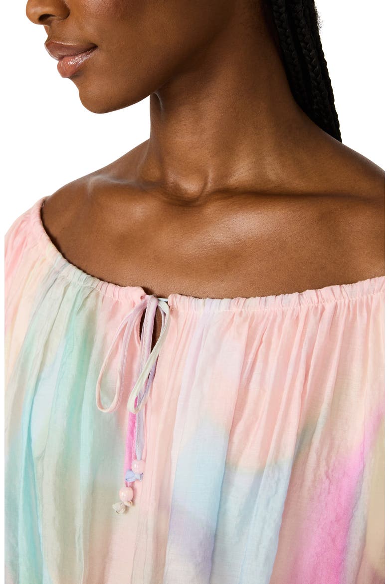Auda Colorblock Off the Shoulder Bubble Top, Alternate, color, PASTEL MULTI