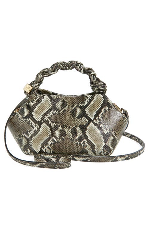 Ganni 'bou' Grey Handbag With Adjustable And Removable Shoulder Strap And Embossed Snakeskin Effect