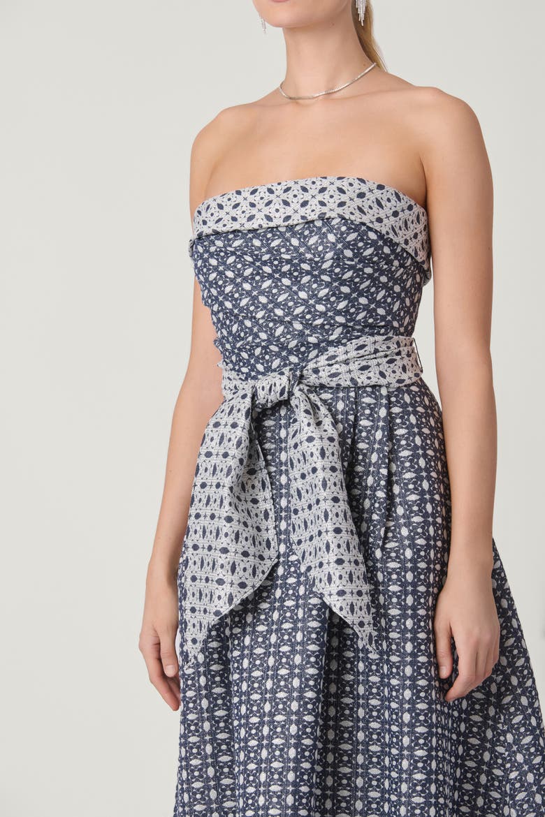 Trinity Jacquard Ellison Dress, Alternate, color, Silver/Indigo