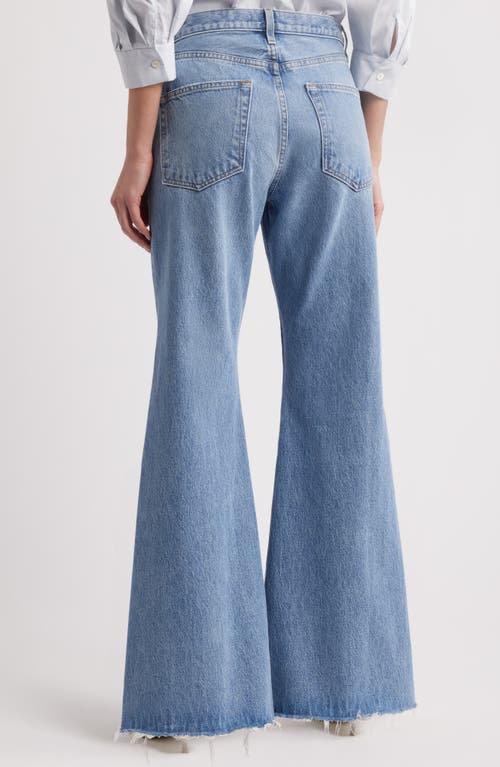 Frame The Pixie Lax Frayed High Waist Flare Jeans In Alderton Raw Fray