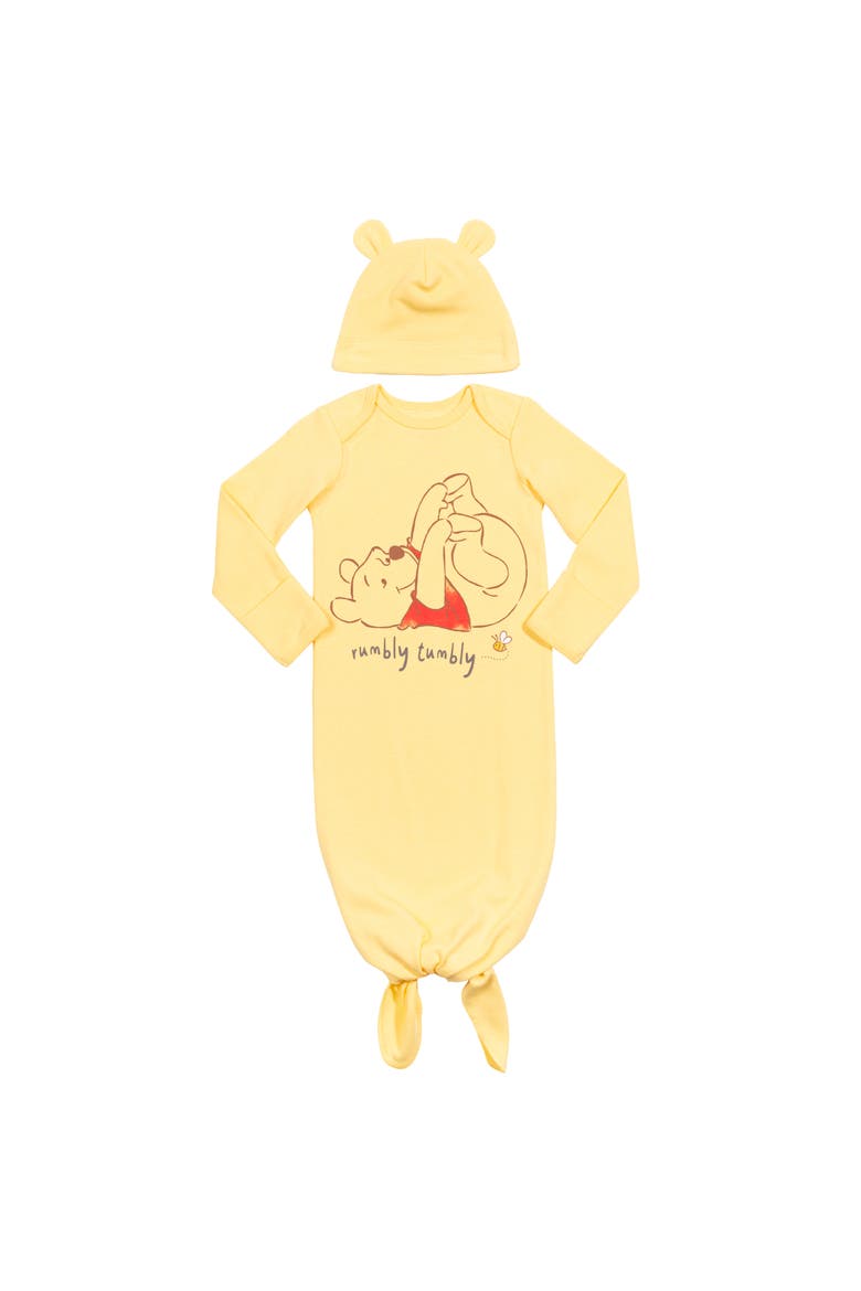 Winnie the Pooh 2-Piece Sleeper Gown and Hat Set, Main, color, Winnie Pooh Yellow