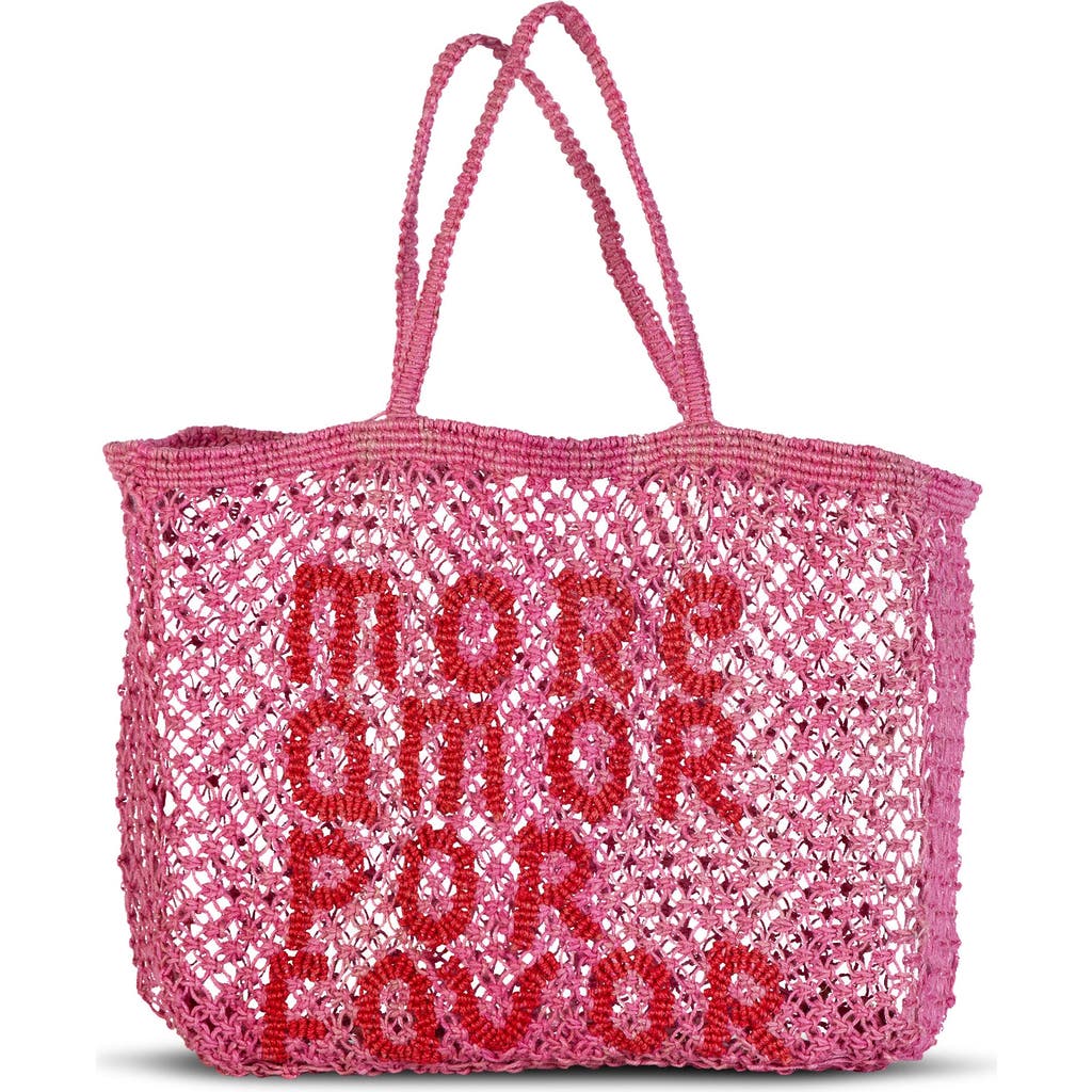 Tin Marin More Amor Por Favor Woven Jute Tote In Pink
