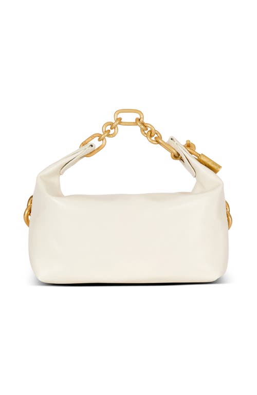 Balmain Sync Chain Mini Top-handle Bag In Calfskin Leather In White