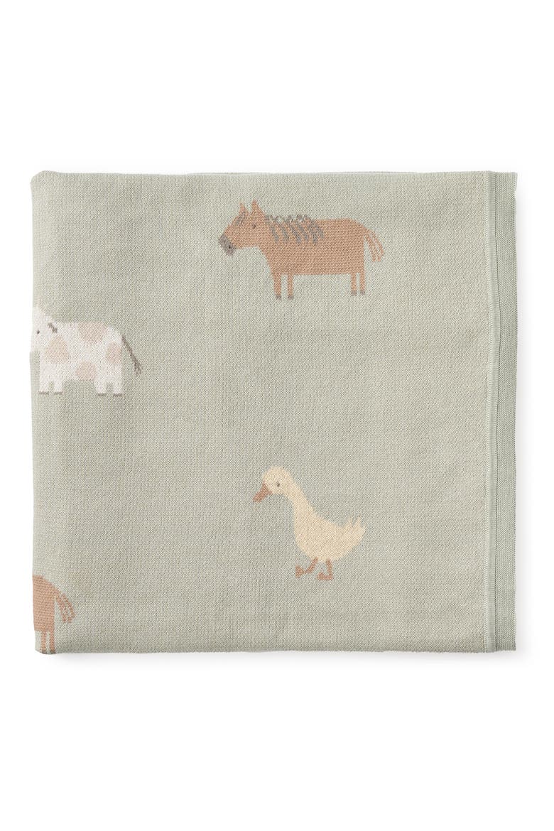 On the Farm Cotton Knit Blanket, Main, color, SAGE