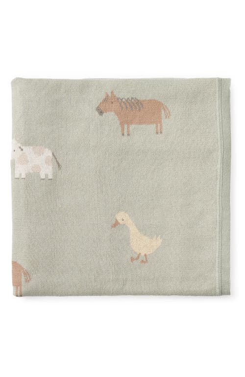 Elegant Baby On the Farm Cotton Knit Blanket in Sage 