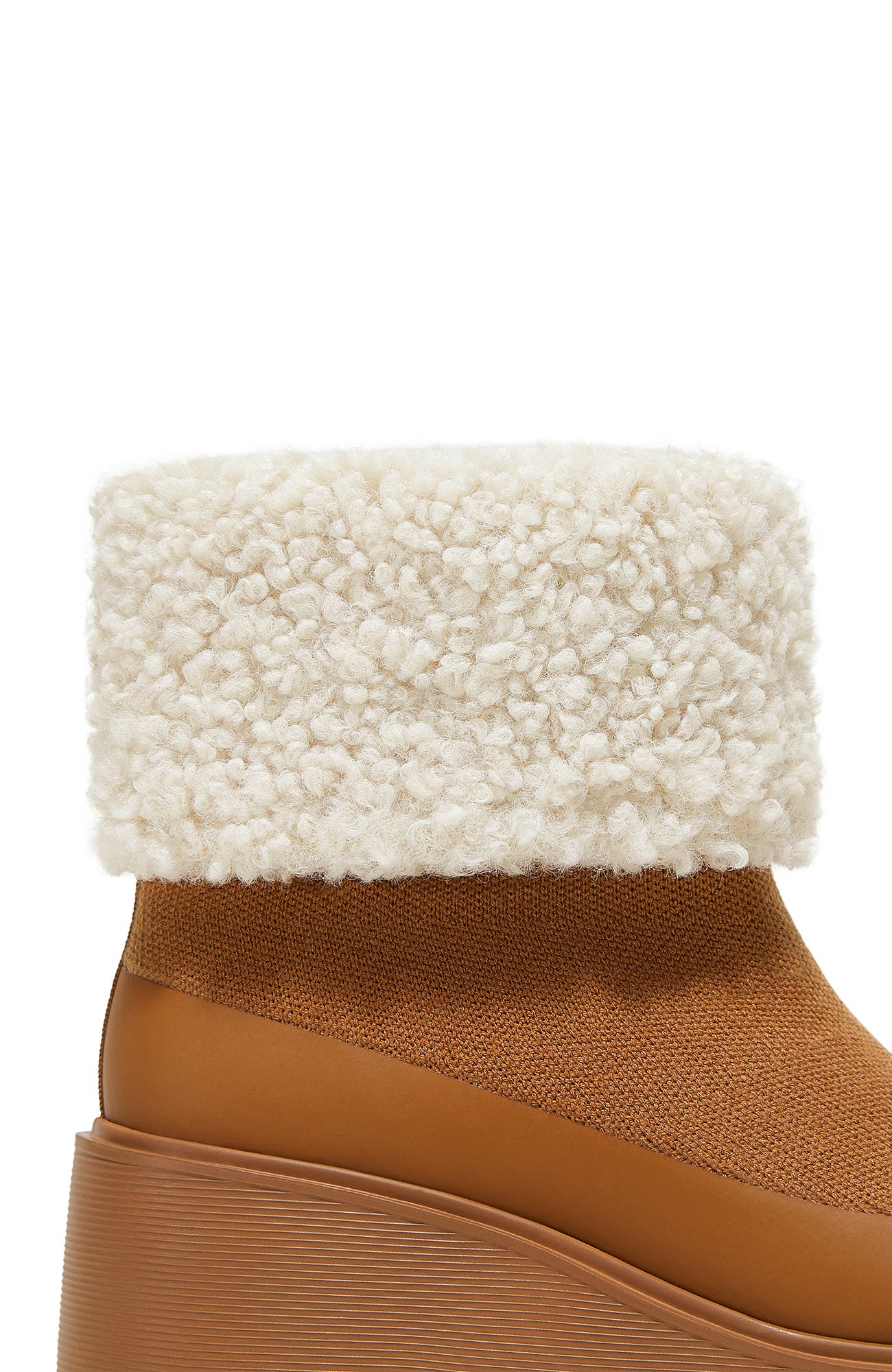 Faux Fur Platform Chunky Wedge Boots, Alternate, color, Caramel