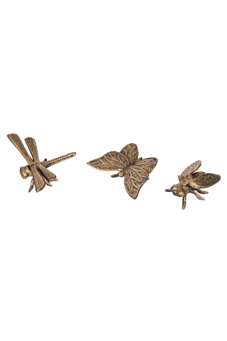 Iron Decorative Pollinators Set of 3 Metallic for Spring Home Decor, Main, color, Multicolored
