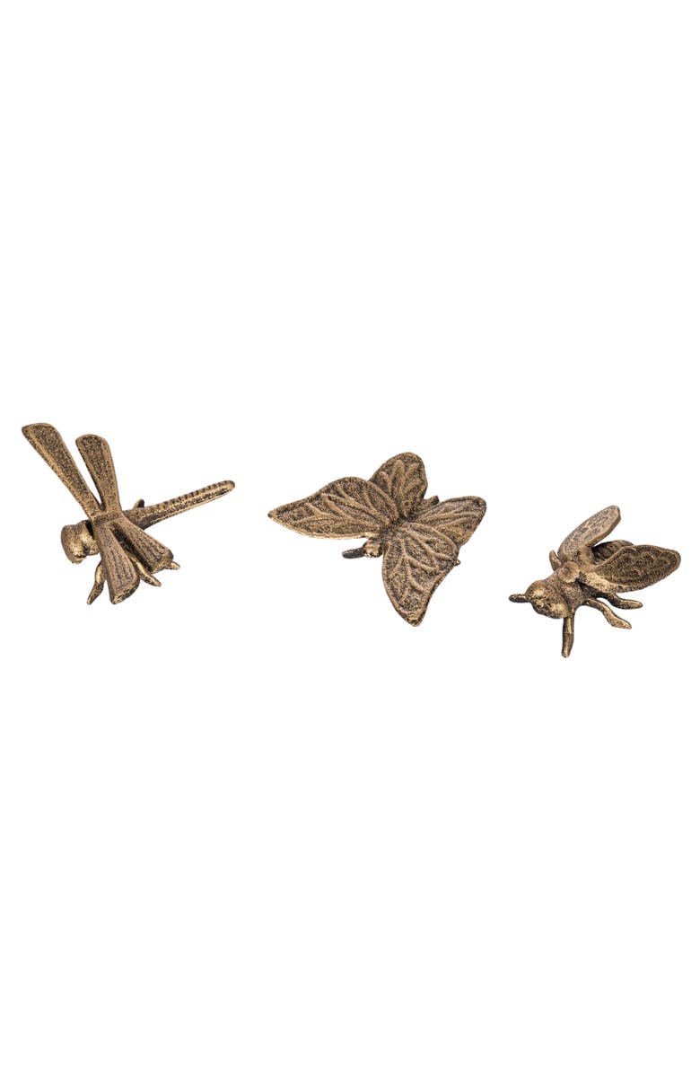 Transpac Iron Decorative Pollinators Set of 3 Metallic for Spring Home Decor, Main, color, Multicolored