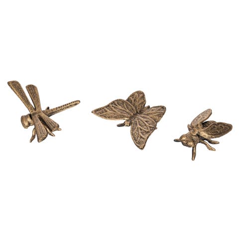 Iron Decorative Pollinators Set of 3 Metallic for Spring Home Decor
