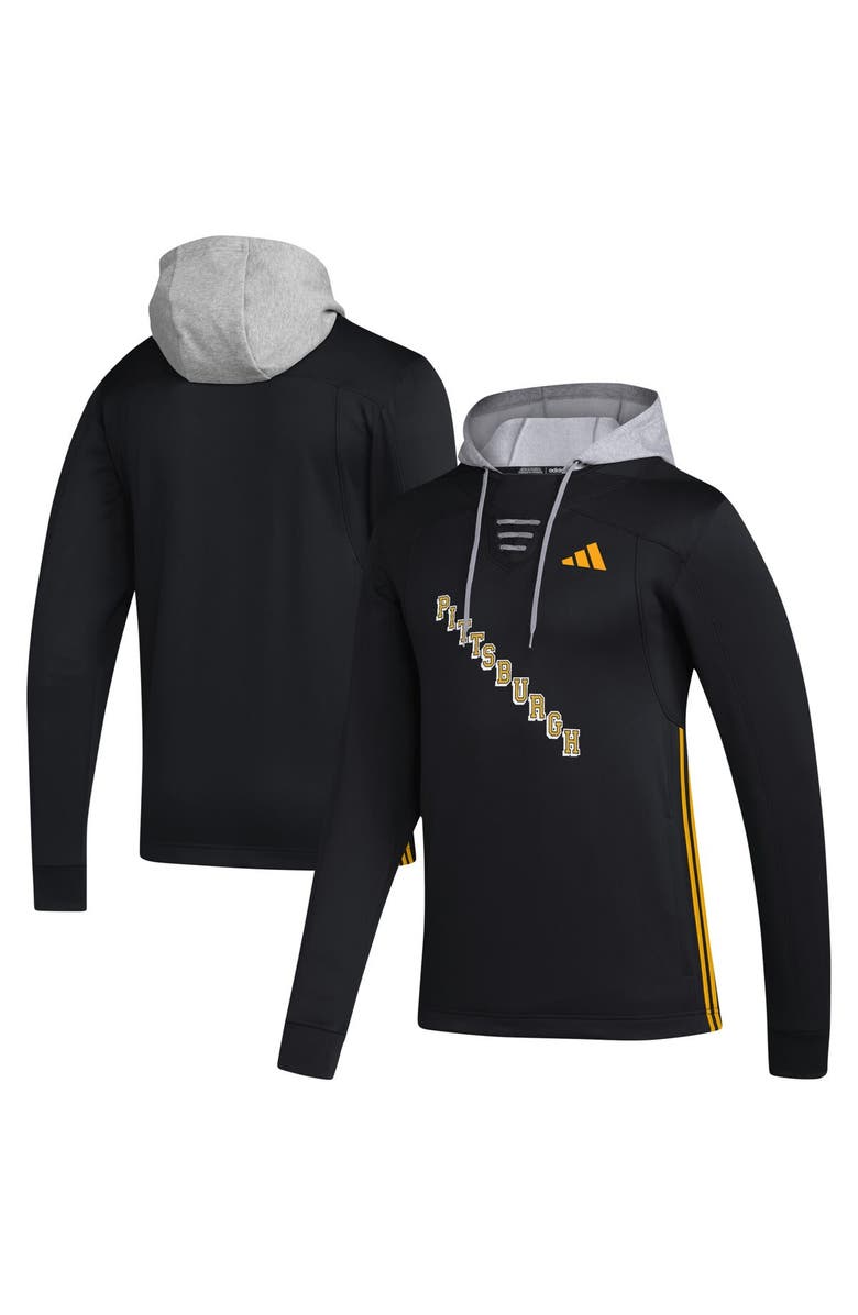 adidas Men's adidas Black Pittsburgh Penguins Refresh Skate Lace AEROREADY Pullover Hoodie, Alternate, color, 
