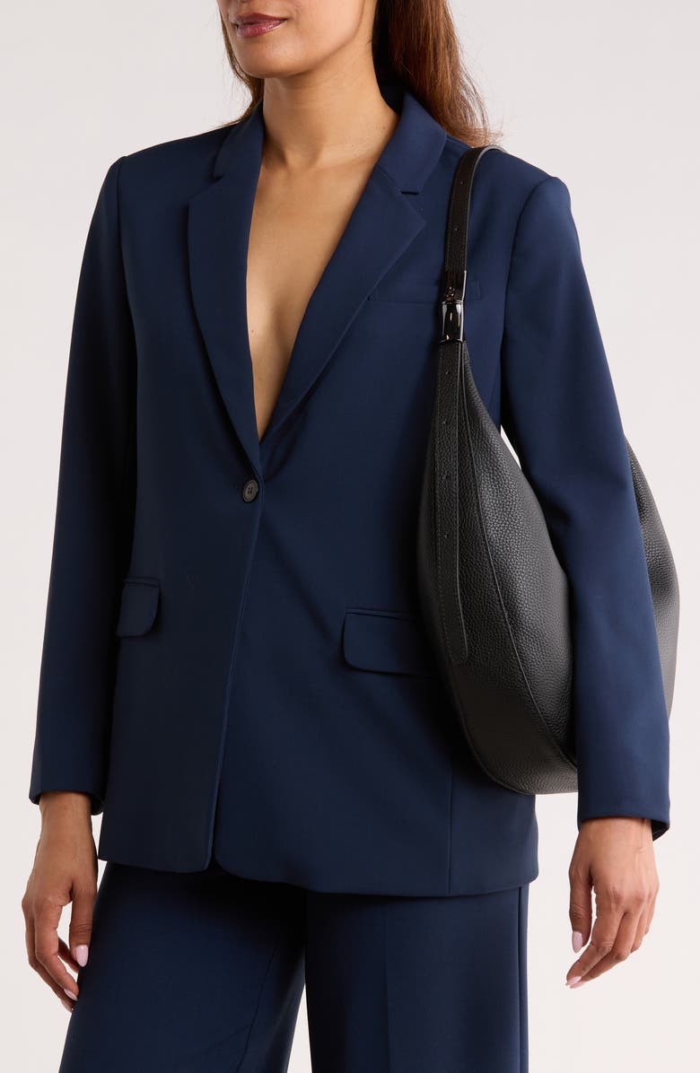 Longchamp Half Moon Leather Shoulder Bag, Alternate, color, Black