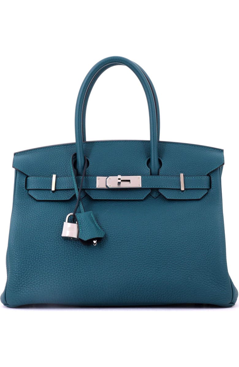 Pre-Owned Hermes Birkin Handbag Green Swift with Palladium Hardware 25, Main, color, Menthe