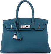 Pre-Owned Hermes Birkin Handbag Green Swift with Palladium Hardware 25