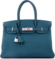 Pre-Owned Hermes Birkin Handbag Green Swift with Palladium Hardware 25