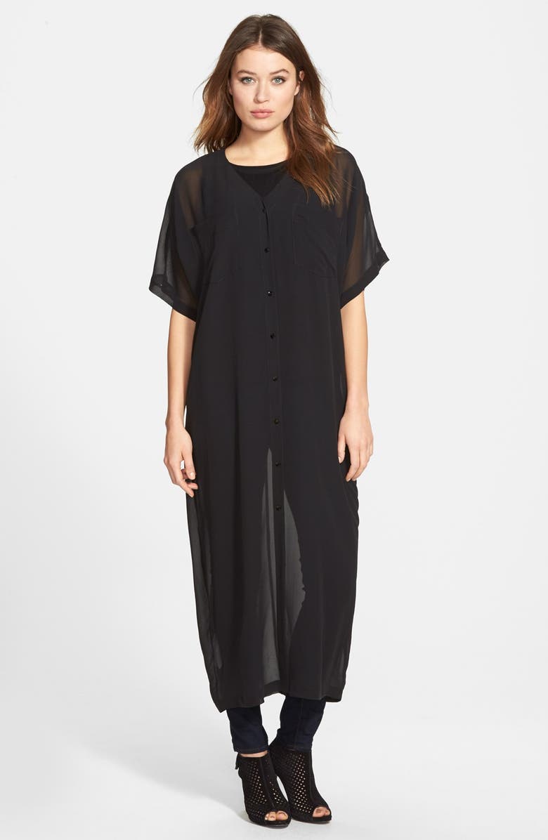 Eileen Fisher Short Sleeve V-Neck Maxi Dress, Main, color,