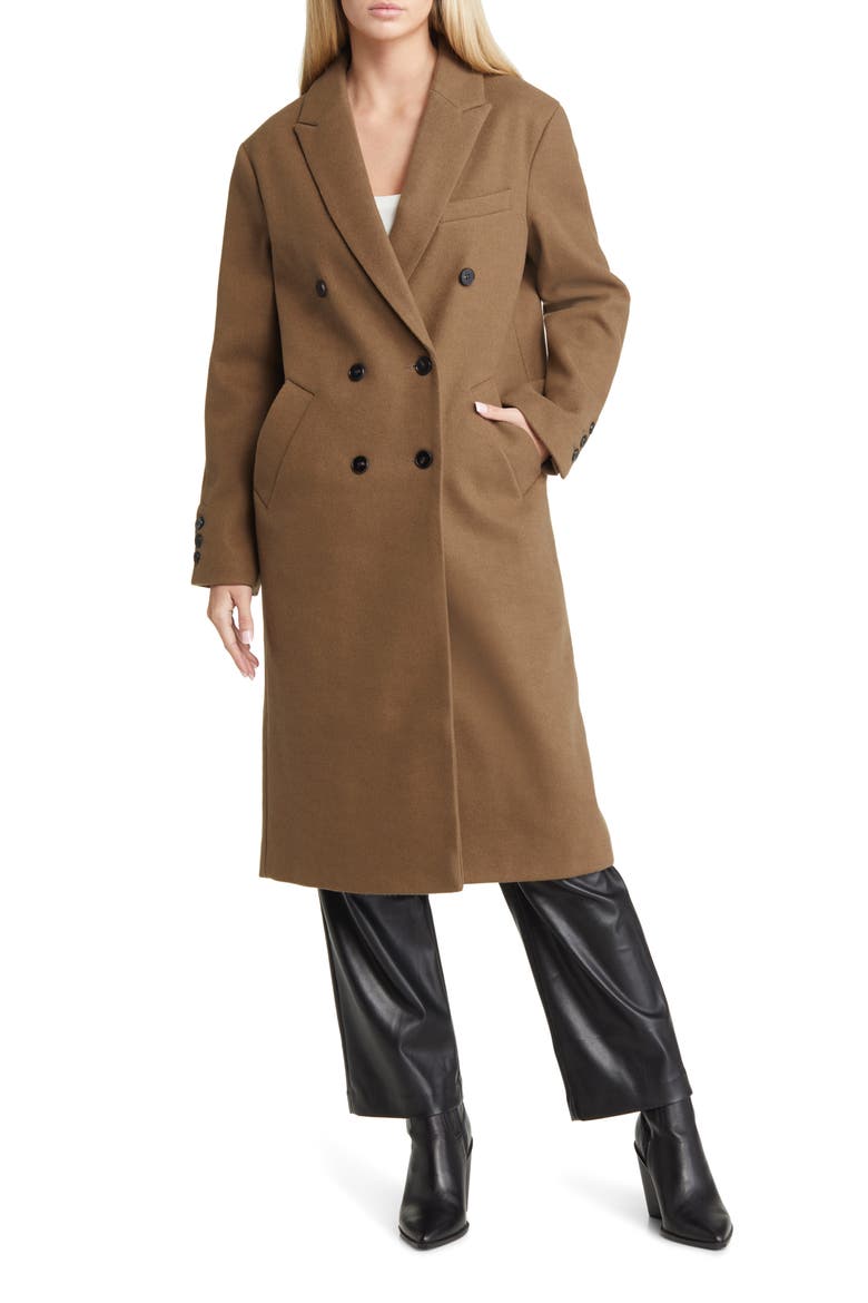 Smart Double Breasted Coat, Alternate, color, BROWN