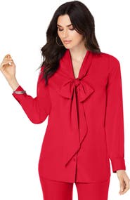 Roaman's Long Sleeve Bow Blouse