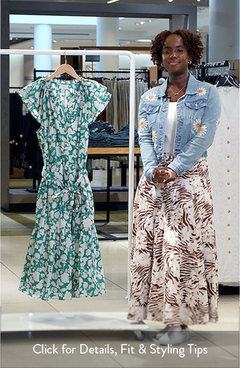 Baxley Floral Flutter Sleeve Cotton Dress, sales video thumbnail