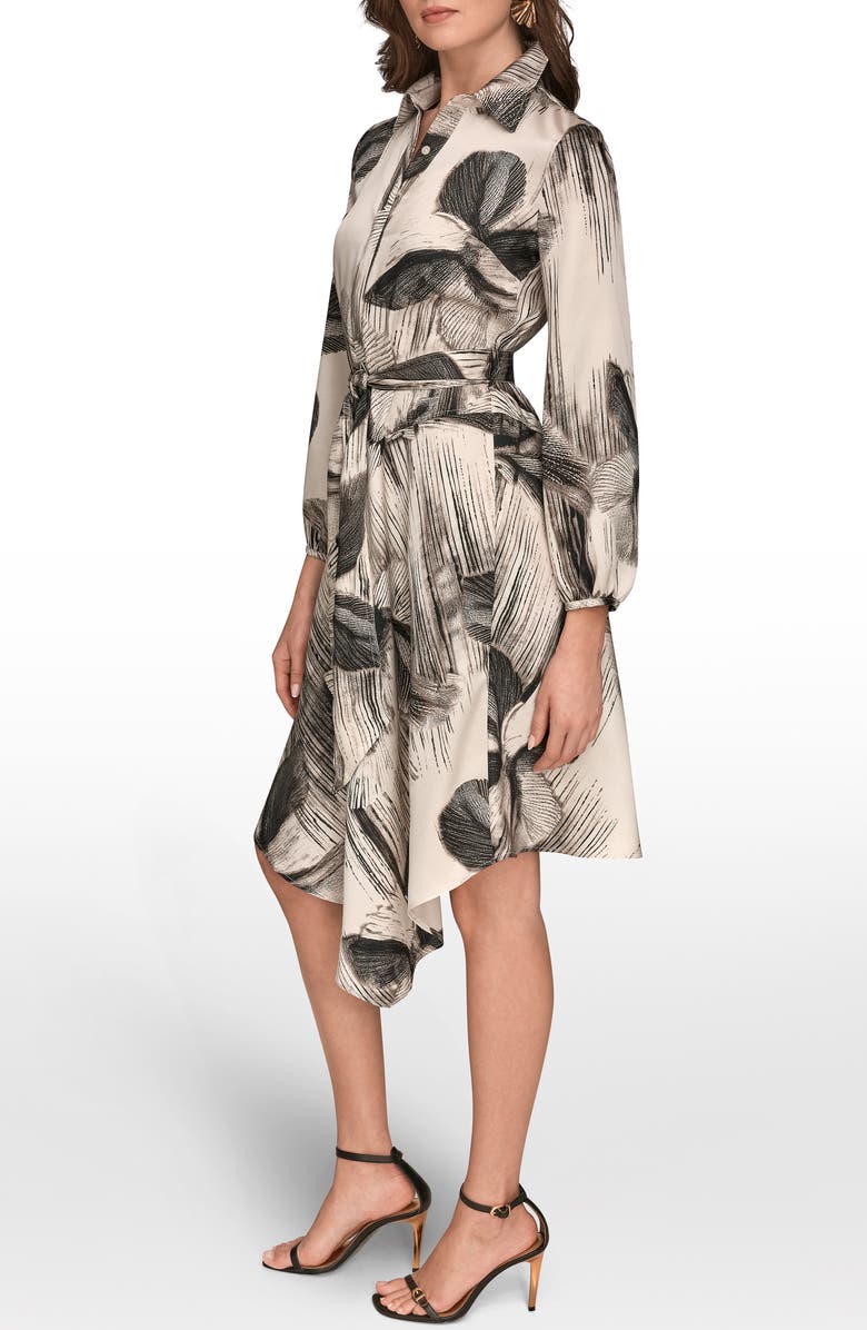 Donna Karan New York Tie Waist Shirt Dress, Alternate, color, Black/Vellum