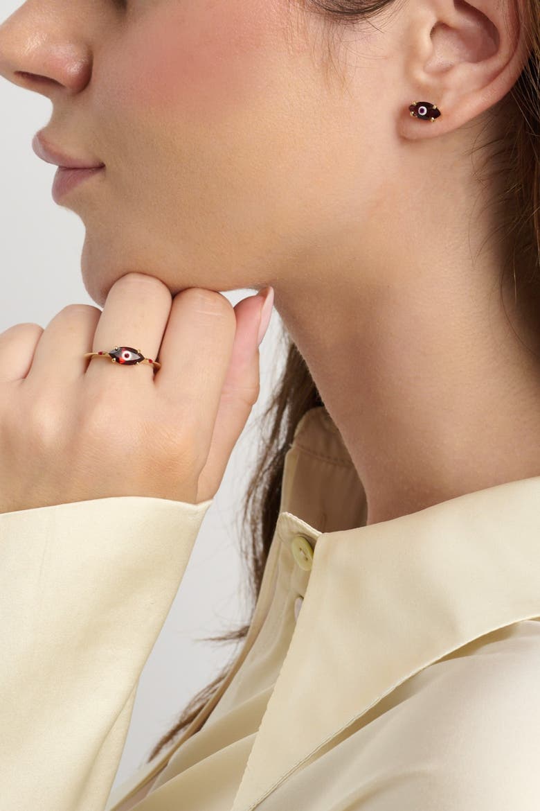 Big Eye Ring with Marquise Gemstone, Alternate, color, Garnet