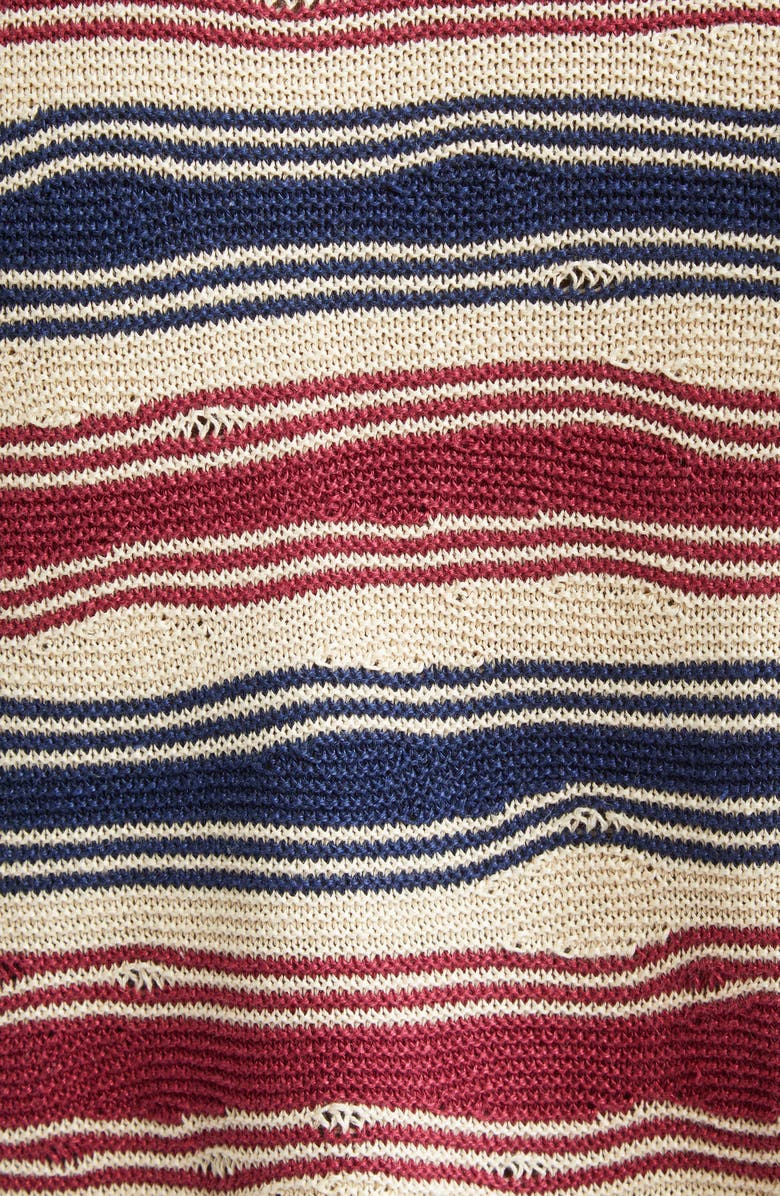Bottega Veneta Distorted Stripe Linen & Cotton Sweater, Alternate, color, 2962 String/ Navy/ Merlot