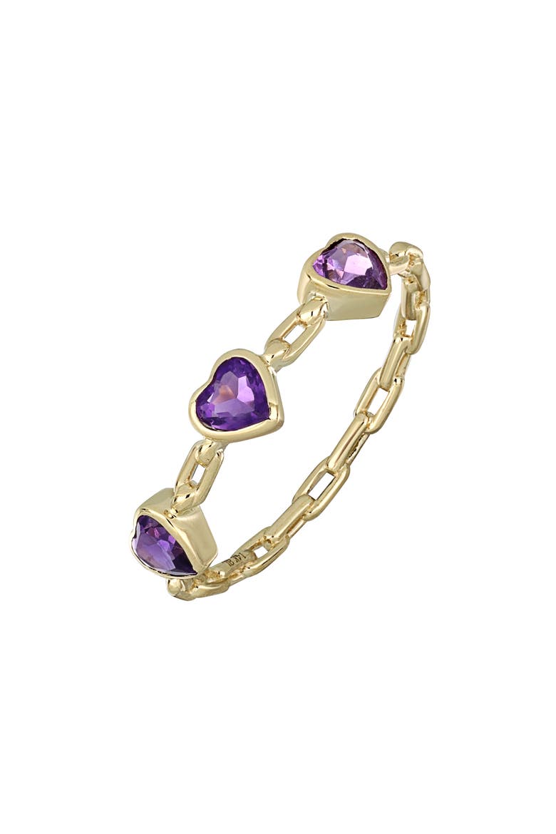 14K Gold Amethyst Heart Stacking Ring, Main, color, 14K YELLOW GOLD