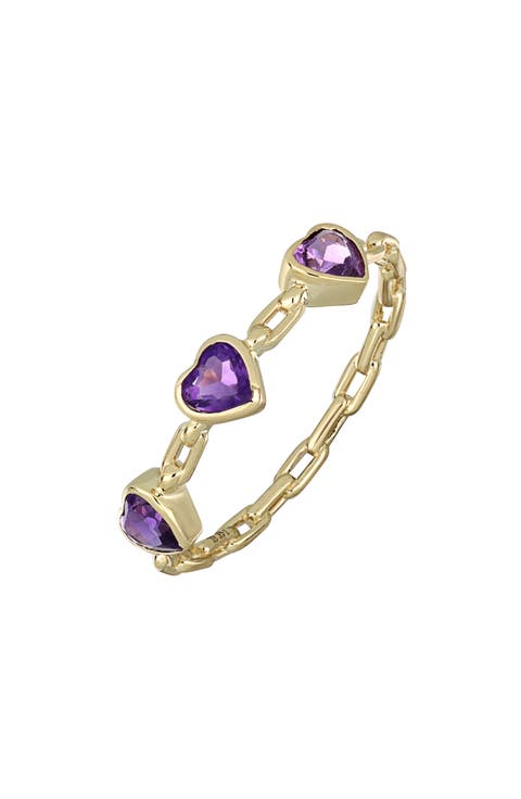 14K Gold Amethyst Heart Stacking Ring