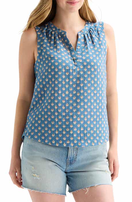 Lucky Brand Split Neck Sleeveless Top