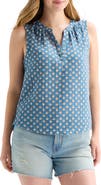 Lucky Brand Split Neck Sleeveless Top