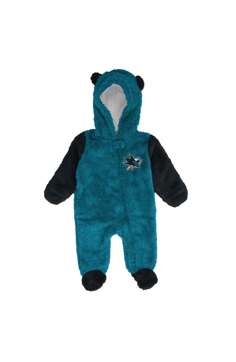 Outerstuff Infant & Newborn Outerstuff Teal San Jose Sharks Stay Napping Fleece Bunting Full-Zip Hooded Sleeper, Alternate, color, Teal