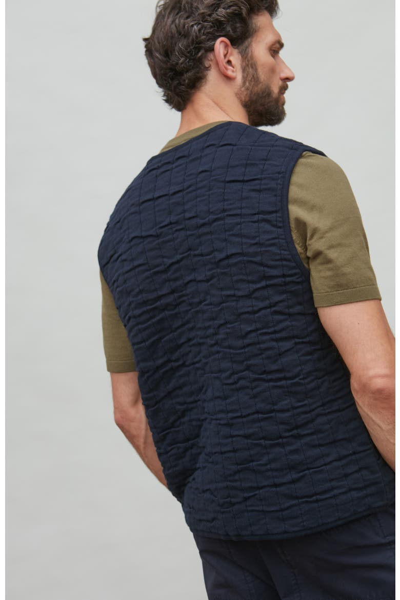 Cotton Quilted Knitted Gilet, Alternate, color, Navy