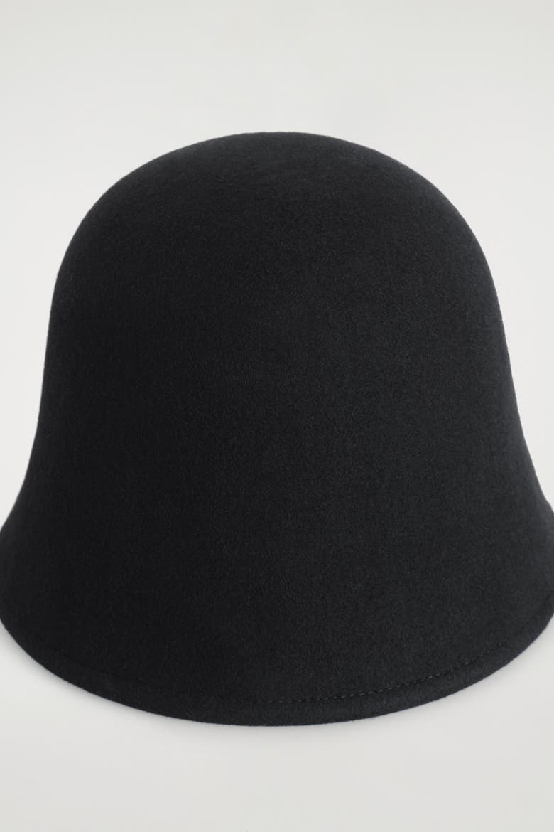 Sculpted Wool Bucket Hat, Alternate, color, BLACK