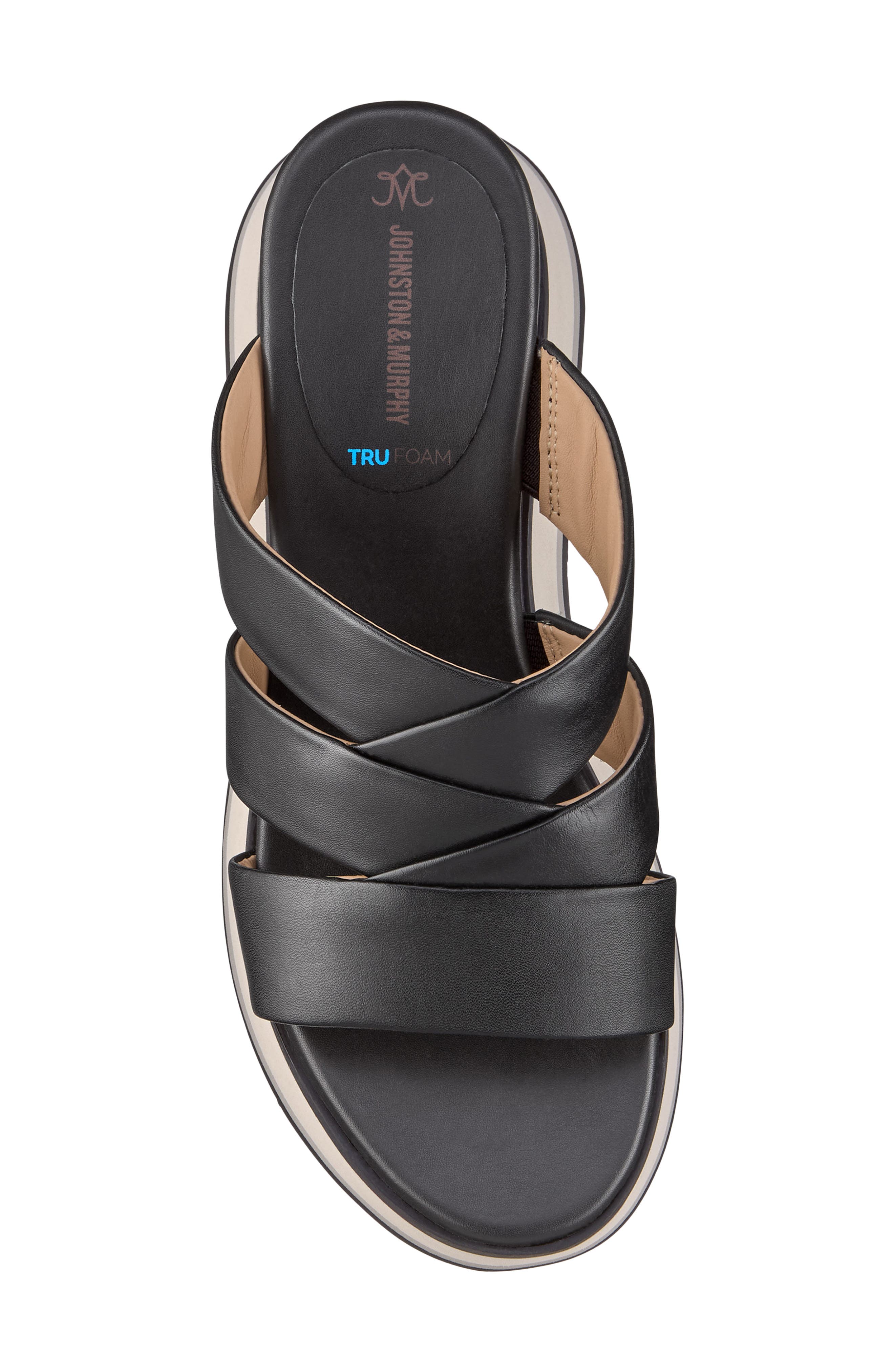 Johnston & Murphy Colleen Platform Wedge Slide Sandal, Alternate, color, Black Nappa Leather
