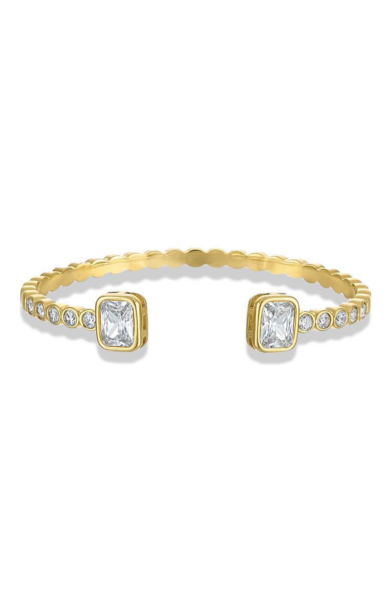 BEN ONI Bezel Cubic Zirconia Cuff Bracelet, Main, color, Gold
