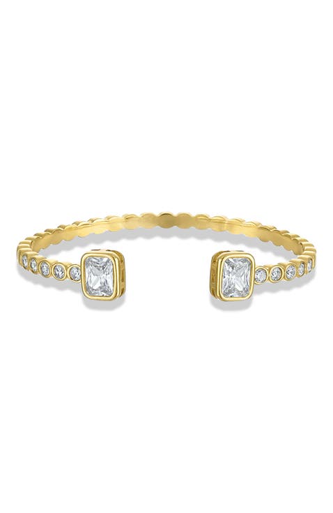 Bezel Cubic Zirconia Cuff Bracelet