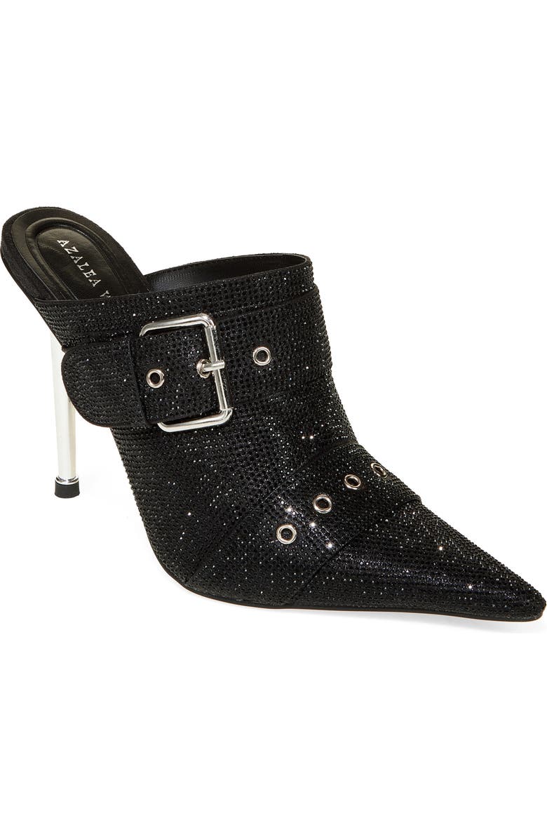 AZALEA WANG Sayge Rhinestone Buckle Strap Mule Pump, Main, color,