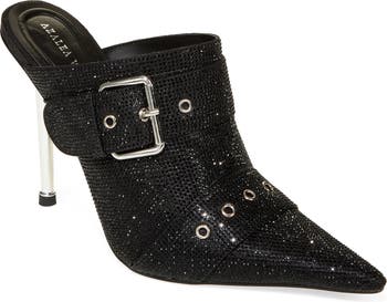 Sayge Rhinestone Buckle Strap Mule Pump