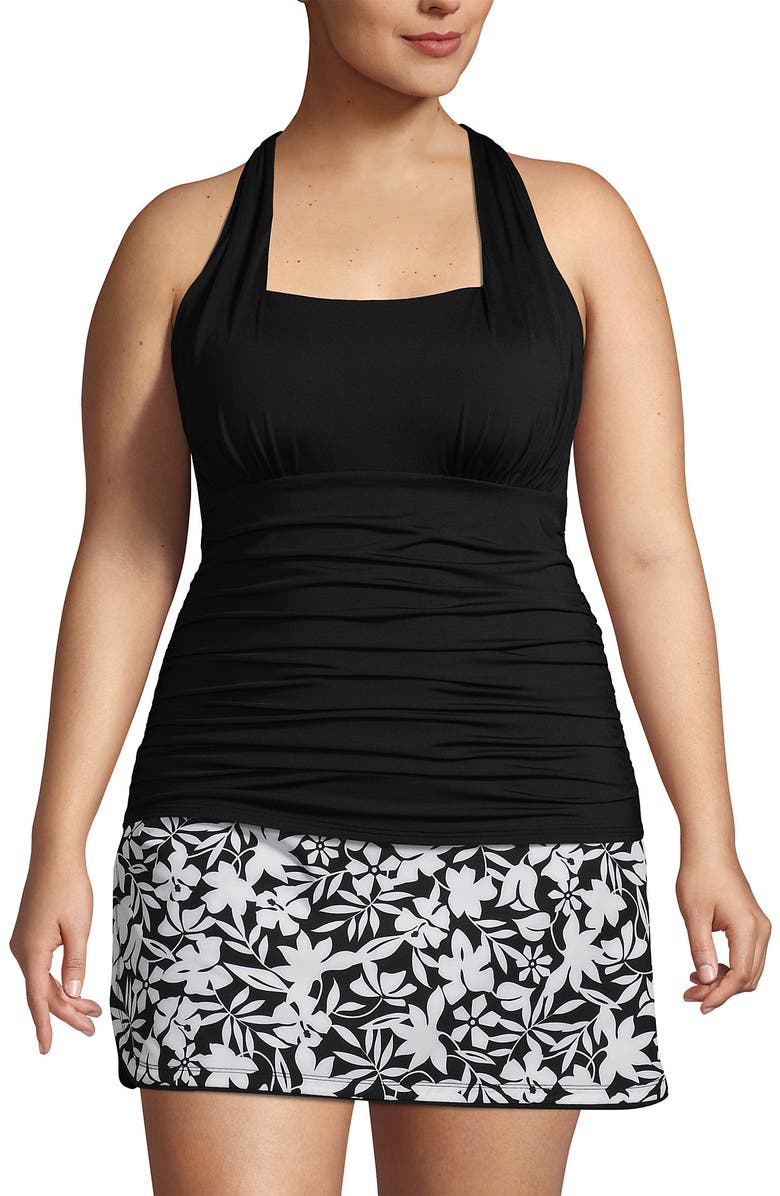 Lands' End Plus Size Long Chlorine Resistant Square Neck Halter Tankini Swimsuit Top, Alternate, color, 