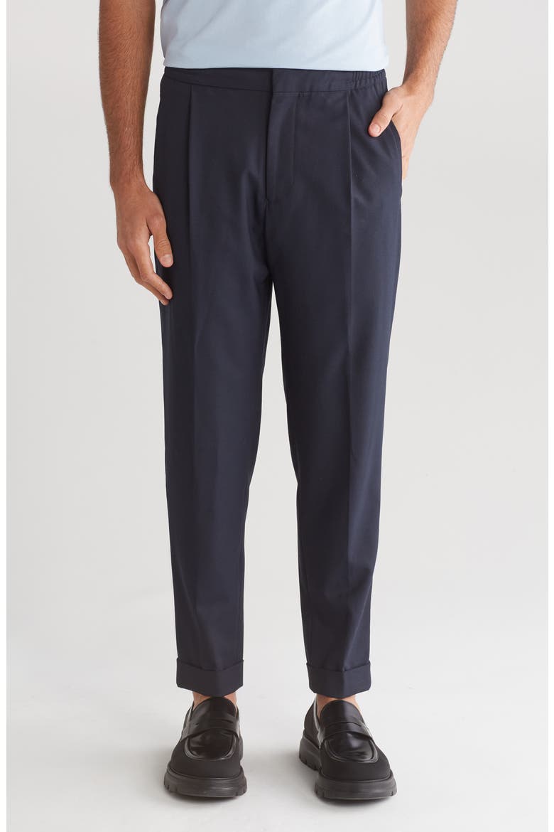 Brighton Pleated Relaxed Taper Pants, Main, color, NAVY