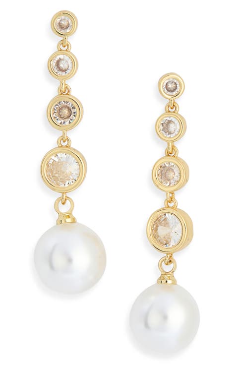 Cubic Zirconia & Faux Pearl Linear Drop Earrings