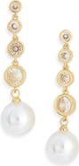 NORDSTROM RACK Cubic Zirconia & Faux Pearl Linear Drop Earrings