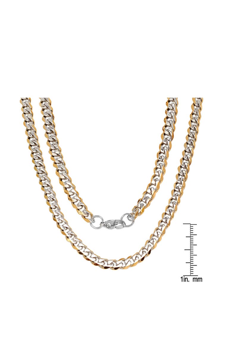Men's Two-Toned Stainless Steel Curb Chain Necklace, Alternate, color, SILVER/GOLD
