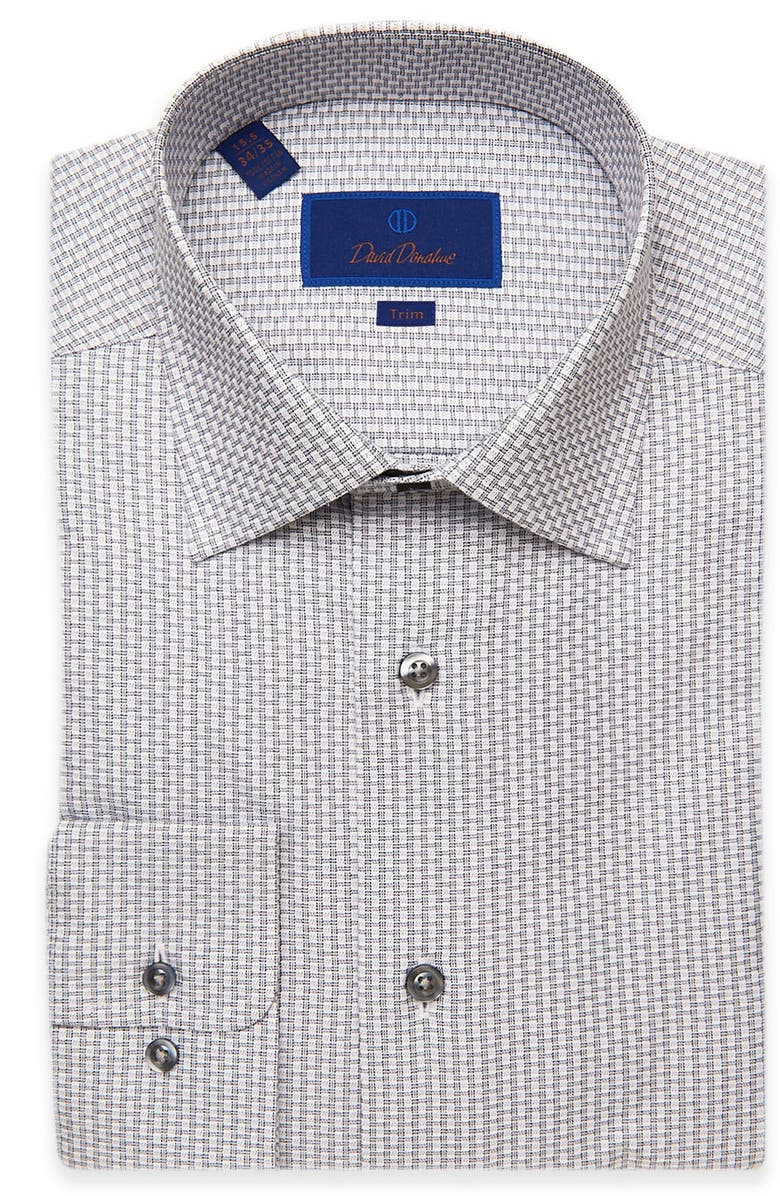 David Donahue Trim Fit Microcheck Print Dress Shirt, Main, color, 