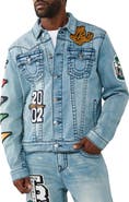True Religion Jimmy Varsity Patch Denim Trucker Jacket