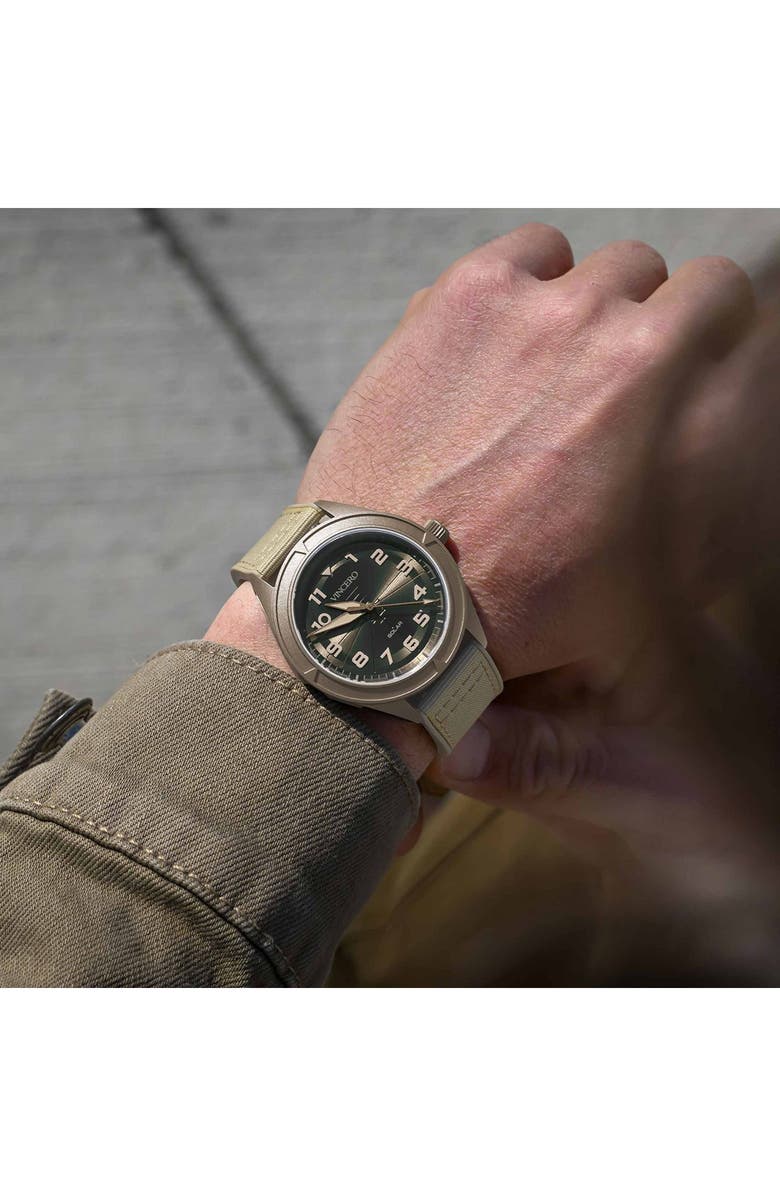 Vincero The Stratos Titanium Solar Webbing Strap Watch, 41mm, Alternate, color, Terra