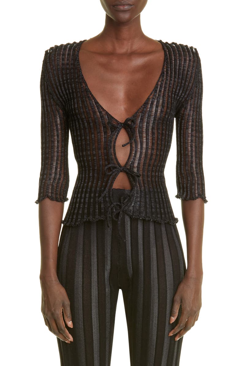 A. Roege Hove Patricia Ladder Stitch Cotton Blend Cardigan, Main, color, 