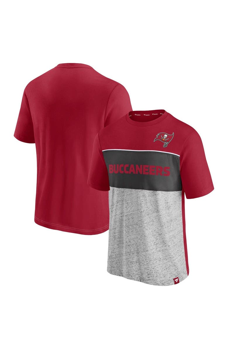 FANATICS Men
s Fanatics Branded Red/Heathered Gray Tampa Bay Buccaneers Colorblock T-Shirt, Main, color, Red