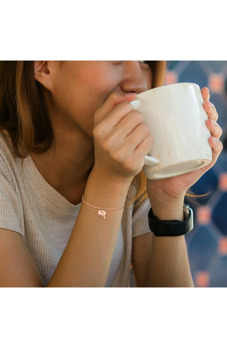 DELMAR Heart & Key Charm Bracelet, Alternate, color, Rose